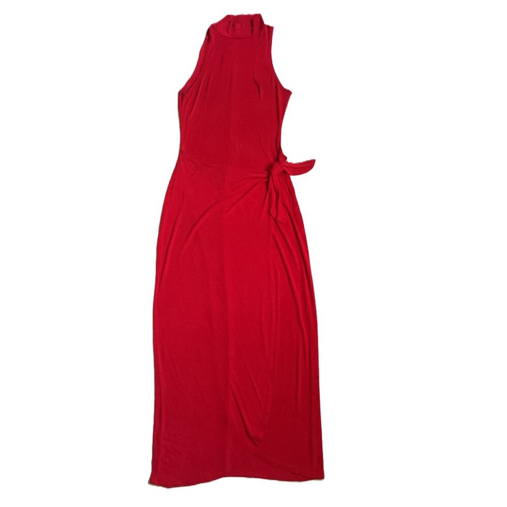 La Belle spandex sleeveless turtleneck wrap around dress